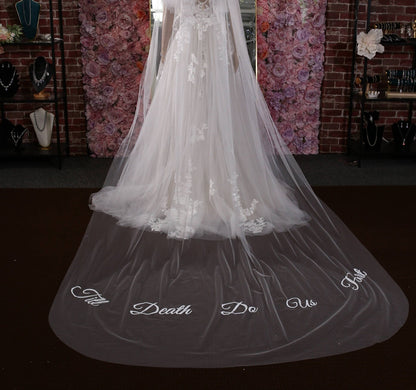 Custom embroidery veil custom writing veil Plain veil simple bridal veil plain wedding veil cathedral bridal veil ivory flowy tulle veil