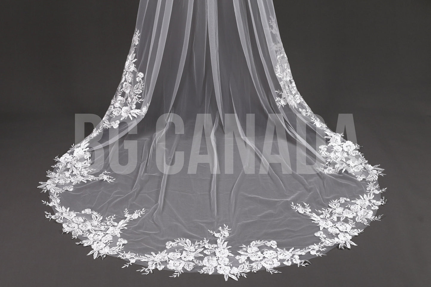 Floral Lace Cathedral Wedding Veil - Ivory Bridal Veil