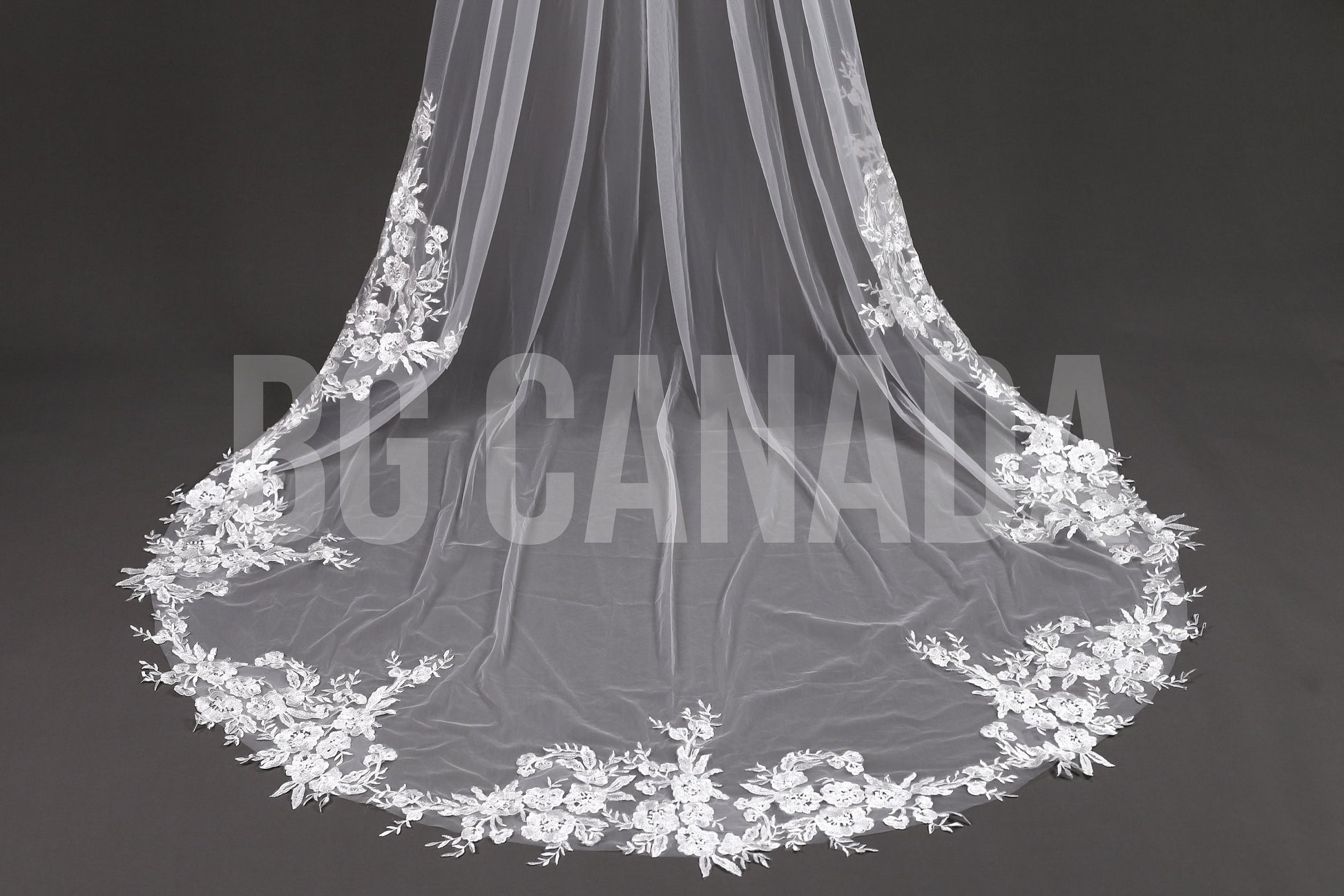 Floral Lace Cathedral Wedding Veil - Ivory Bridal Veil