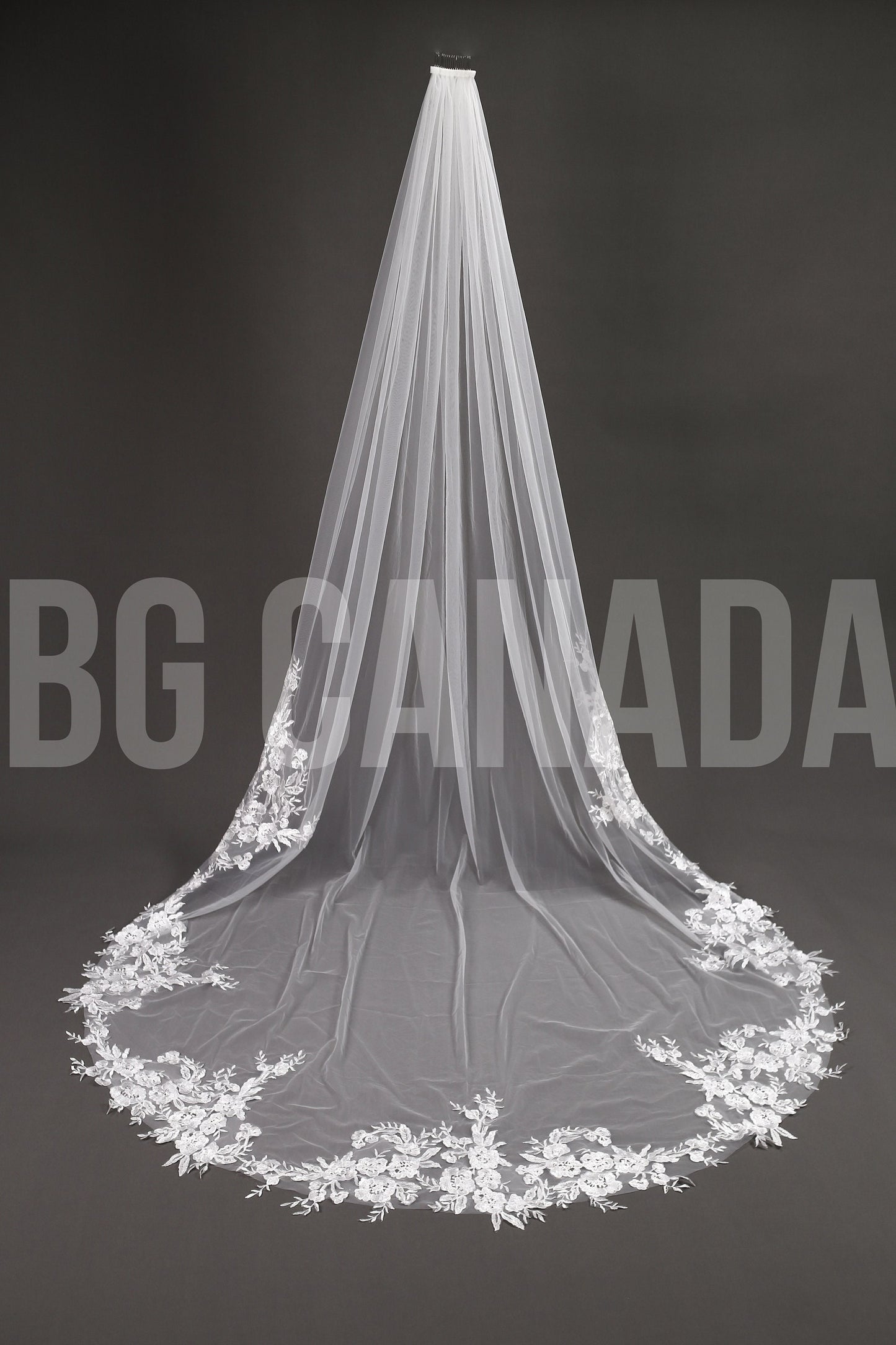 Floral Lace Cathedral Wedding Veil - Ivory Bridal Veil