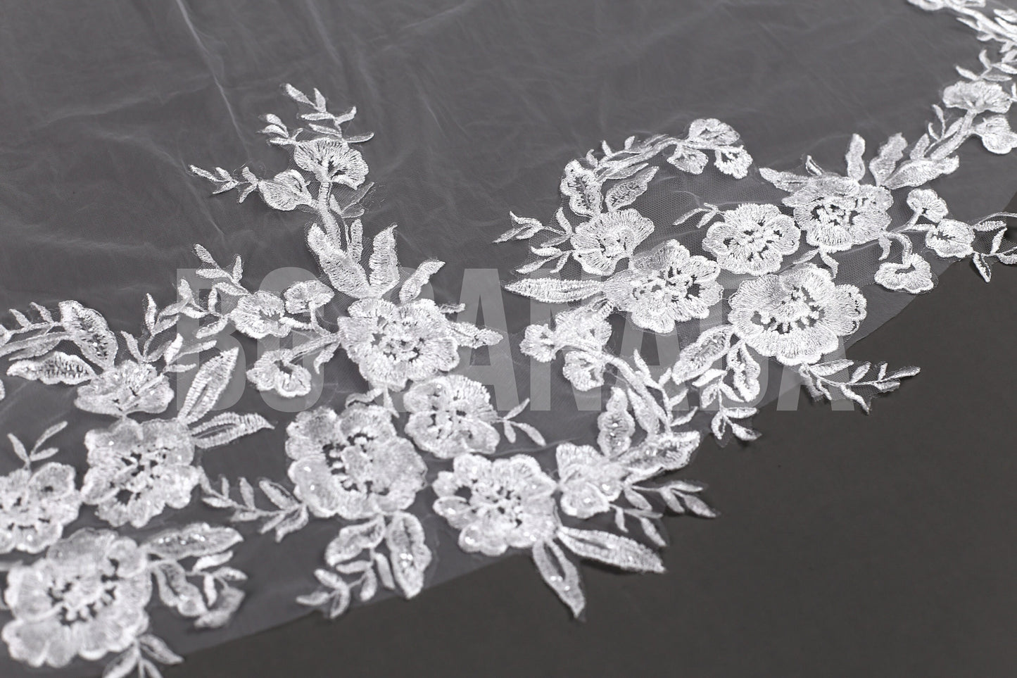 Floral Lace Cathedral Wedding Veil - Ivory Bridal Veil