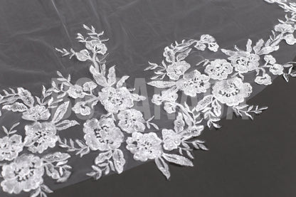 Floral Lace Cathedral Wedding Veil - Ivory Bridal Veil