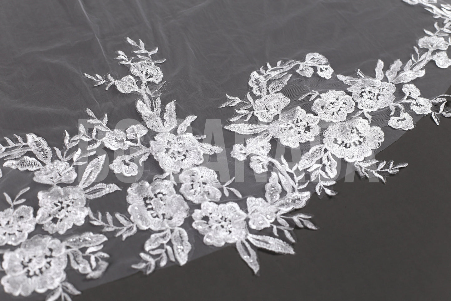 Floral Lace Cathedral Wedding Veil - Ivory Bridal Veil