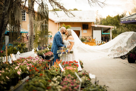 Floral Lace Cathedral Wedding Veil - Elegant Ivory 2-Tier Veil