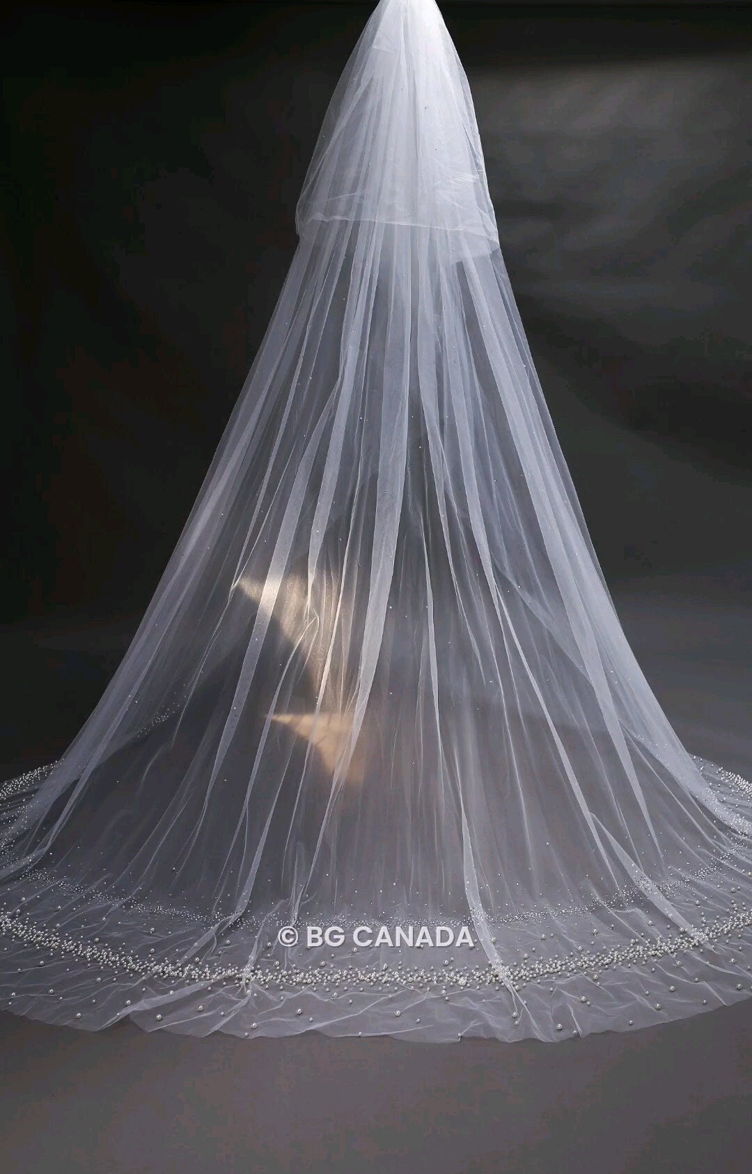 Cathedral Wedding Veil: Pearl & Crystal Edge, Sparkly Bridal Veil