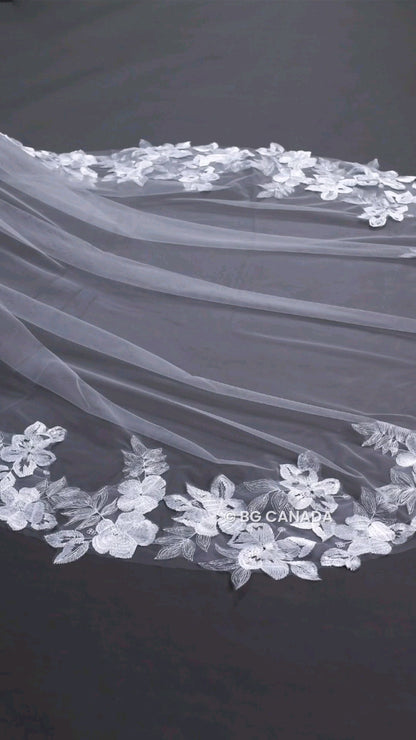 118inch veil floor length wedding veil floral edges veil Floral Lace Bridal Veil 300cm Elegant Wedding Veil