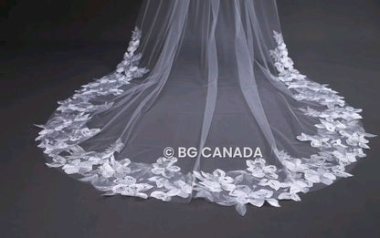 118inch veil floor length wedding veil floral edges veil Floral Lace Bridal Veil 300cm Elegant Wedding Veil