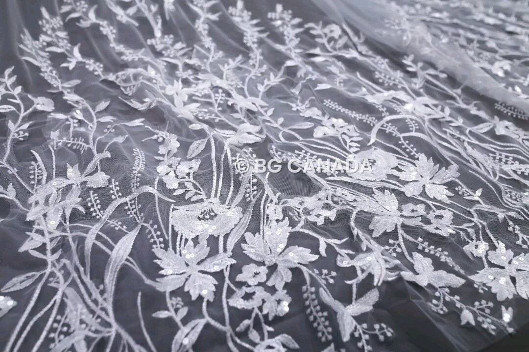 Floral Vine Cathedral Wedding Veil - Embroidered Bridal Veil