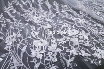 Floral Vine Cathedral Wedding Veil - Embroidered Bridal Veil