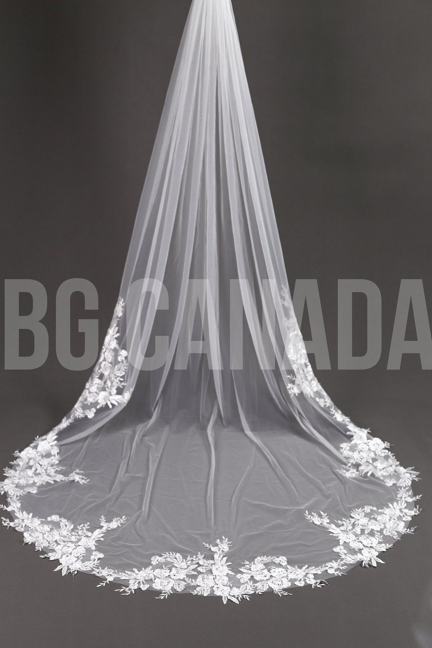 Floral Lace Cathedral Wedding Veil - Ivory Bridal Veil