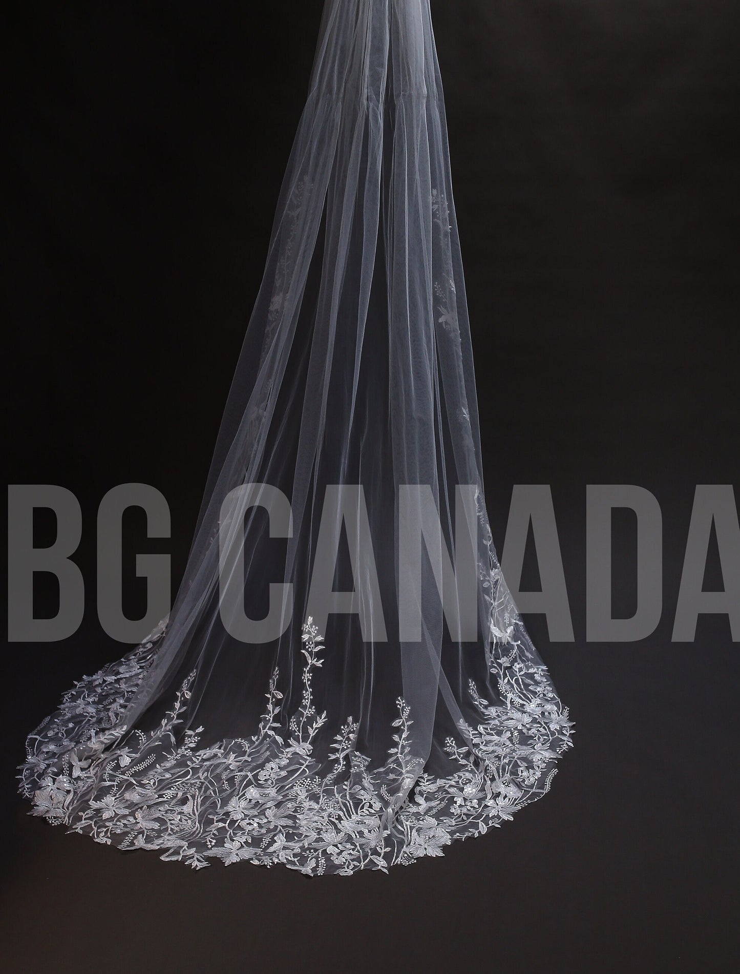 Floral vine cathedral veil Wild flower Floral Lace Wedding Veil: Bridal Illusion Tulle fingertip, floor, Waltz, cathedral