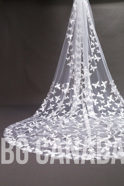 Butterfly Cathedral Length Wedding Veil - 300cm Long, Off-White Bridal Veil, BG Canada Exclusive, fairy tale wedding veil
