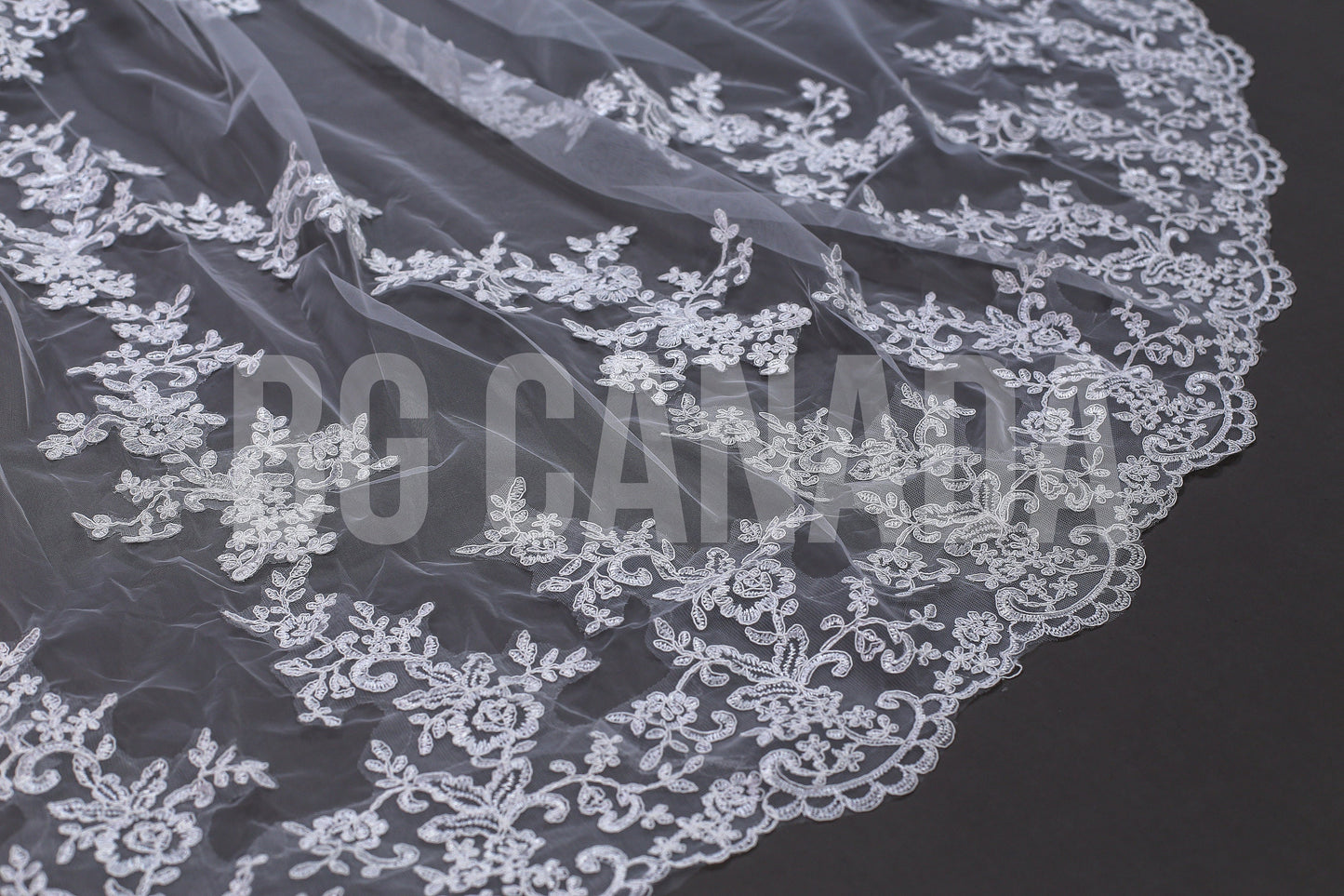 Lace Trim Cathedral Bridal Veil - Elegant Wedding Veil