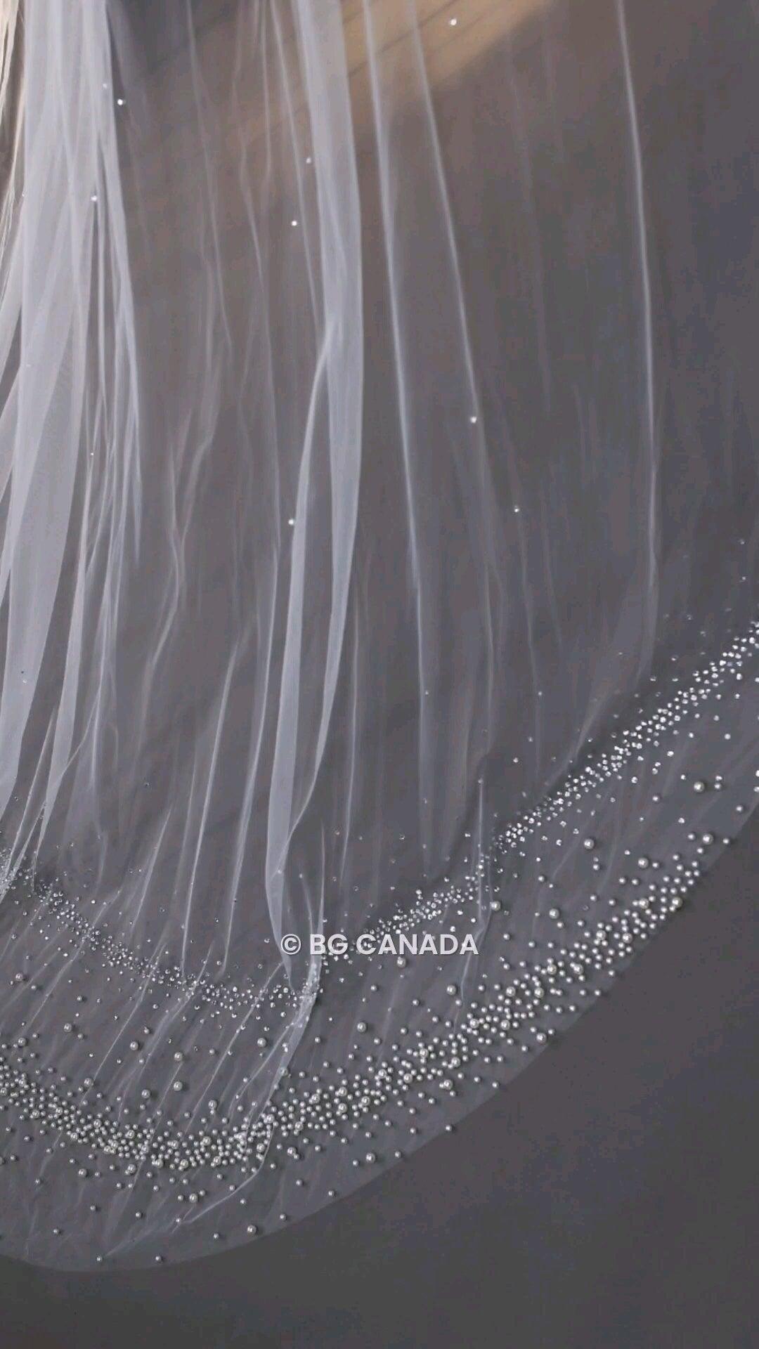 Cathedral Wedding Veil: Pearl & Crystal Edge, Sparkly Bridal Veil