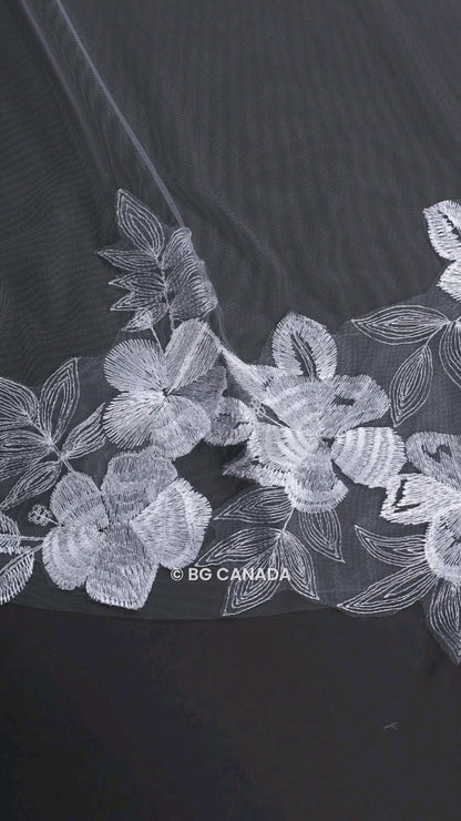 118inch veil floor length wedding veil floral edges veil Floral Lace Bridal Veil 300cm Elegant Wedding Veil