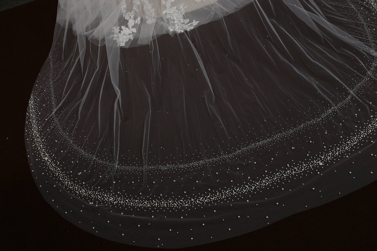 Cathedral Wedding Veil: Pearl & Crystal Edge, Sparkly Bridal Veil