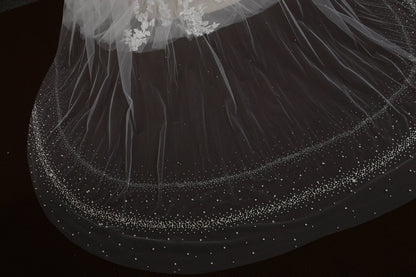 Cathedral Wedding Veil: Pearl & Crystal Edge, Sparkly Bridal Veil
