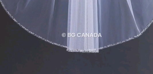 Sequin Edge Bridal Veil: Short Tulle Wedding Veil, Ivory