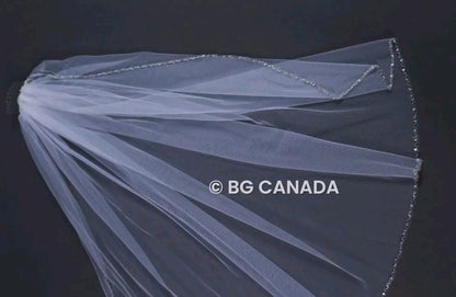 Sequin Edge Bridal Veil: Short Tulle Wedding Veil, Ivory