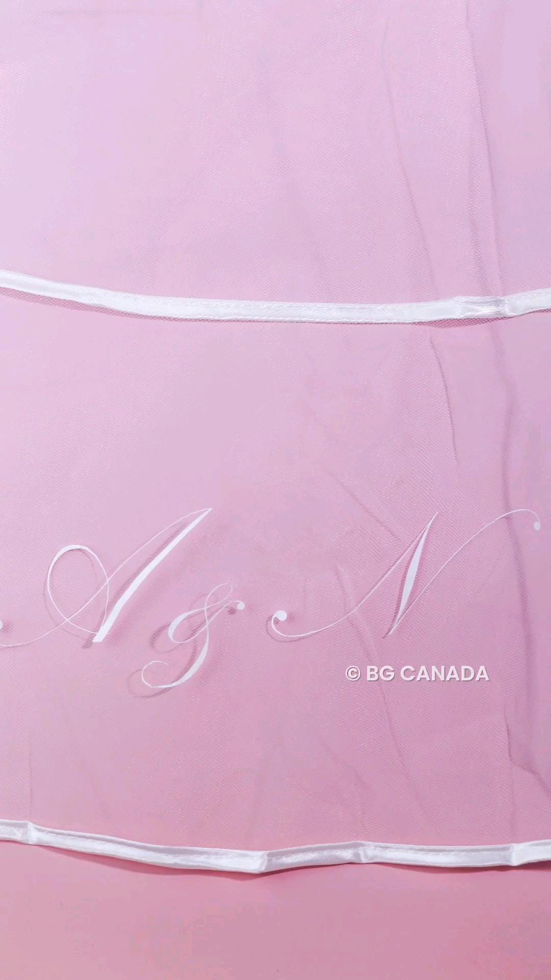 Two-tier satin trim wedding veil