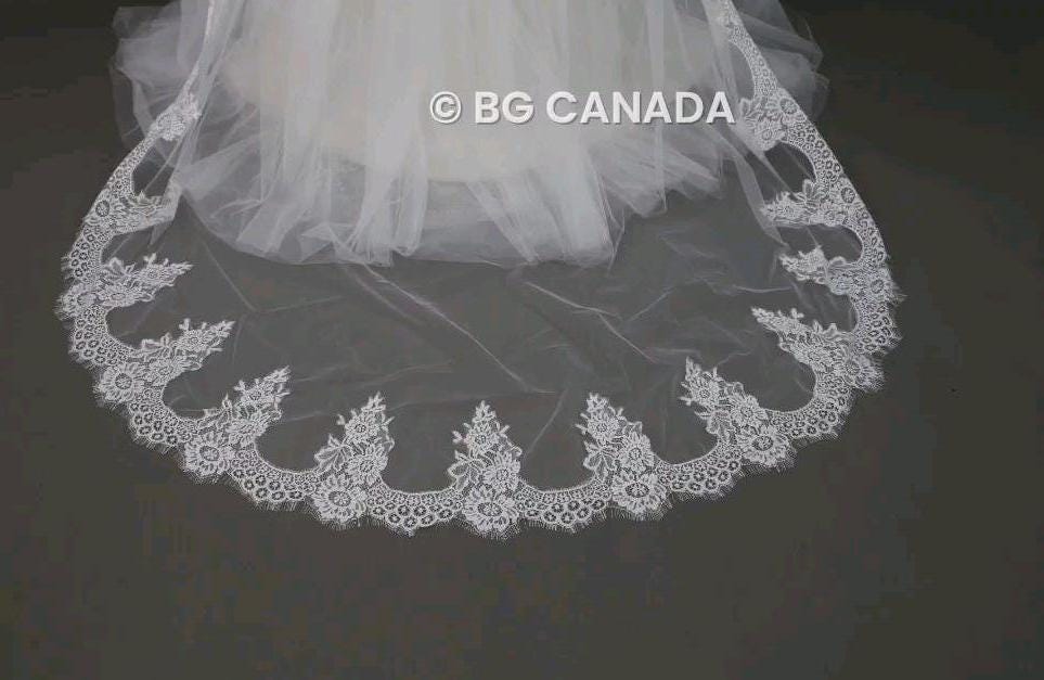 Eyelash Lace Wedding Veil: Ivory Drop Veil, 300cm