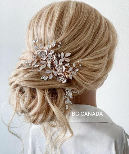 Floral Bridal Hair Comb bridal hair pin Gold Wedding Hair Accessory bridesmaids hairpins gift bridalparty hairpins