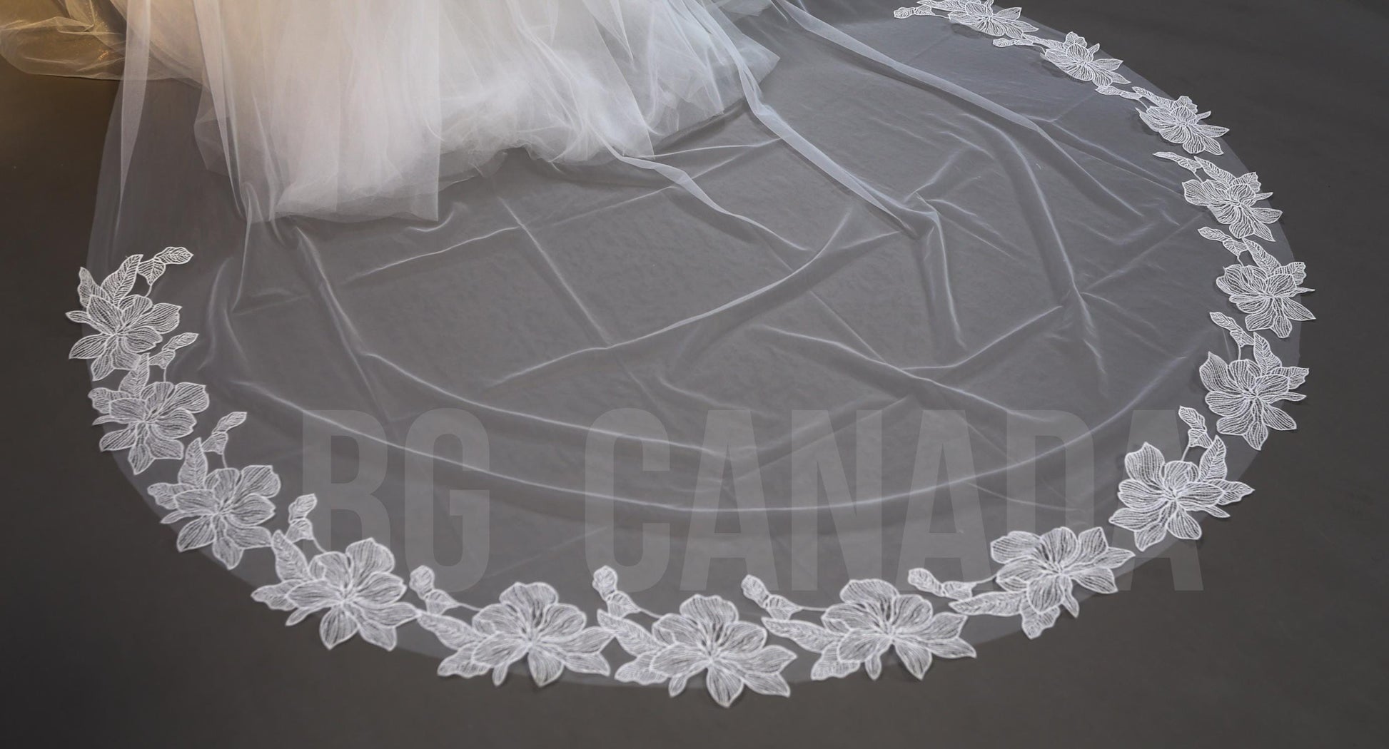 Ivory Cathedral Veil: Floral Lace Edge, Soft Tulle Bridal Veil (300cm)