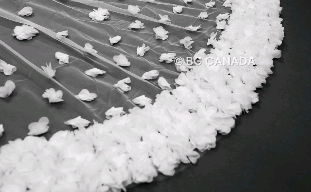 3D Floral Cathedral Veil: 300cm Wedding Veil, White or Off-White