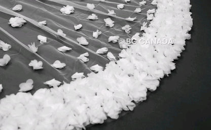 3D Floral Cathedral Veil: 300cm Wedding Veil, White or Off-White