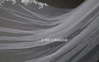 Floral Lace Cathedral Wedding Veil: Long Pearl Bridal Veil