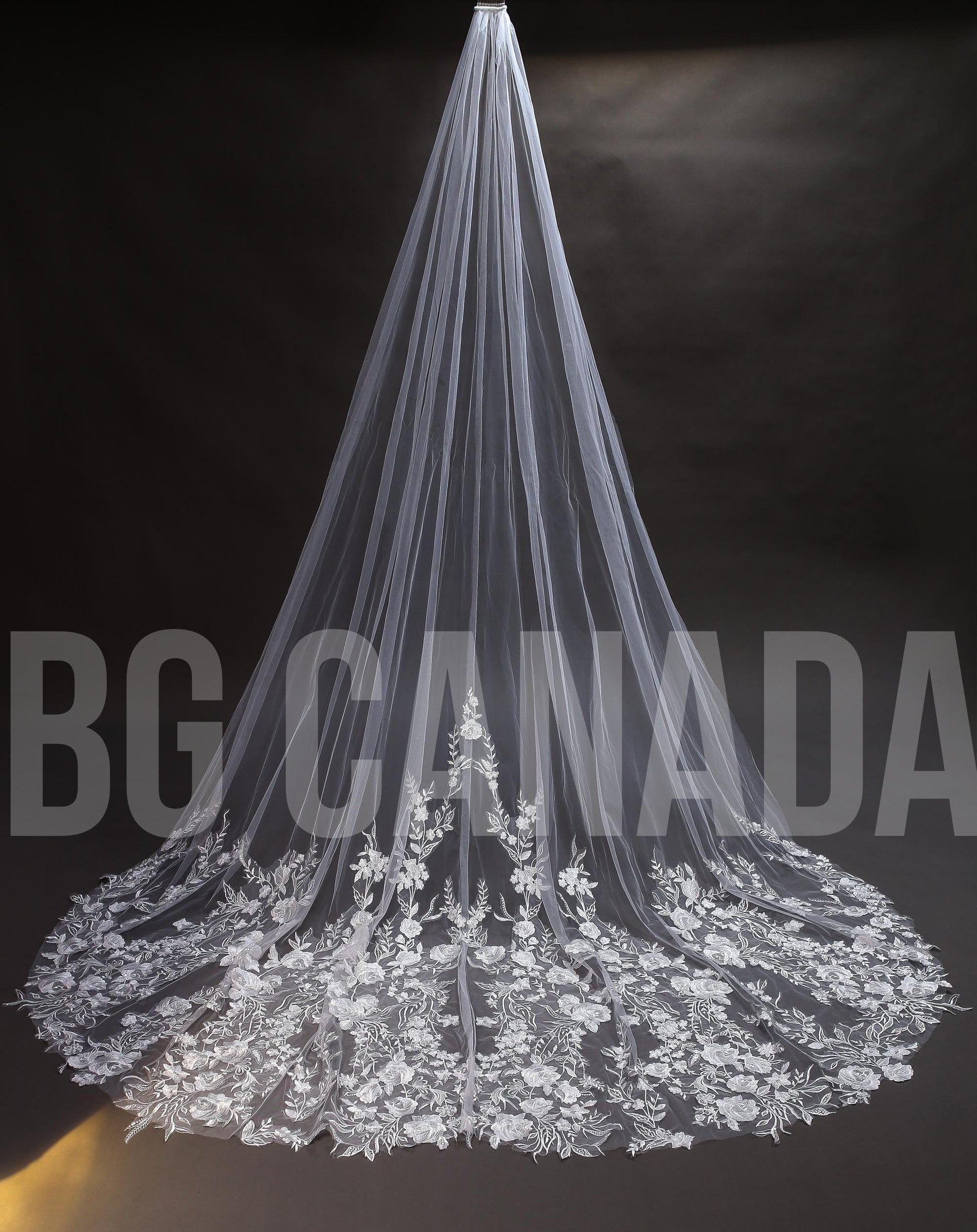 Wild floral veil Floral Lace Veil 3D Embroidery Wedding Veil luxury bridal veil statement veil