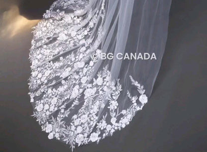 Wild floral veil Floral Lace Veil 3D Embroidery Wedding Veil luxury bridal veil statement veil