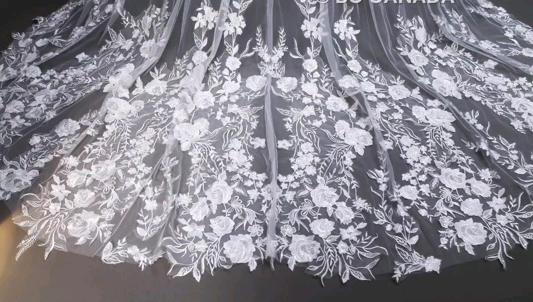 Wild floral veil Floral Lace Veil 3D Embroidery Wedding Veil luxury bridal veil statement veil