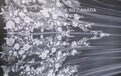 Wild floral veil Floral Lace Veil 3D Embroidery Wedding Veil luxury bridal veil statement veil