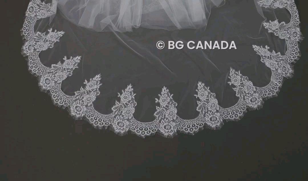 Eyelash Lace Wedding Veil: Ivory Drop Veil, 300cm