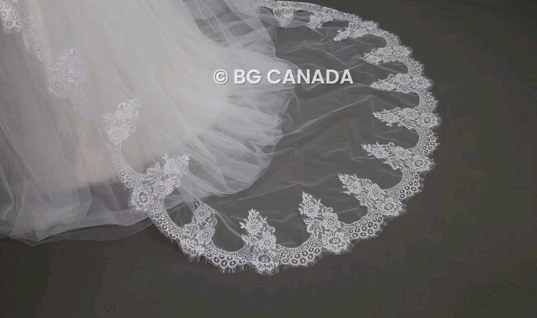Eyelash Lace Wedding Veil: Ivory Drop Veil, 300cm