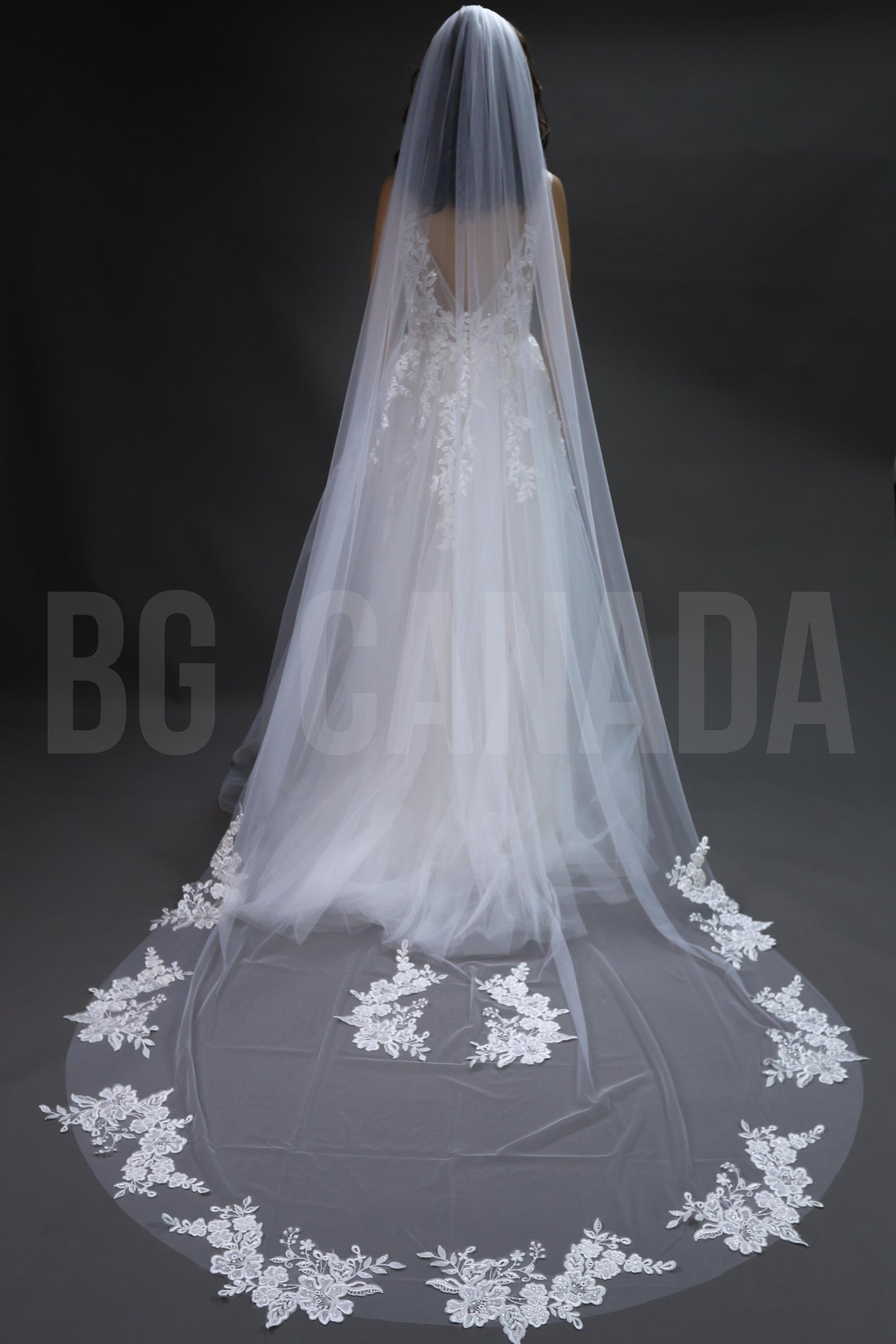 Cathedral Wedding Veil: Long Pearl & Lace Bridal Veil