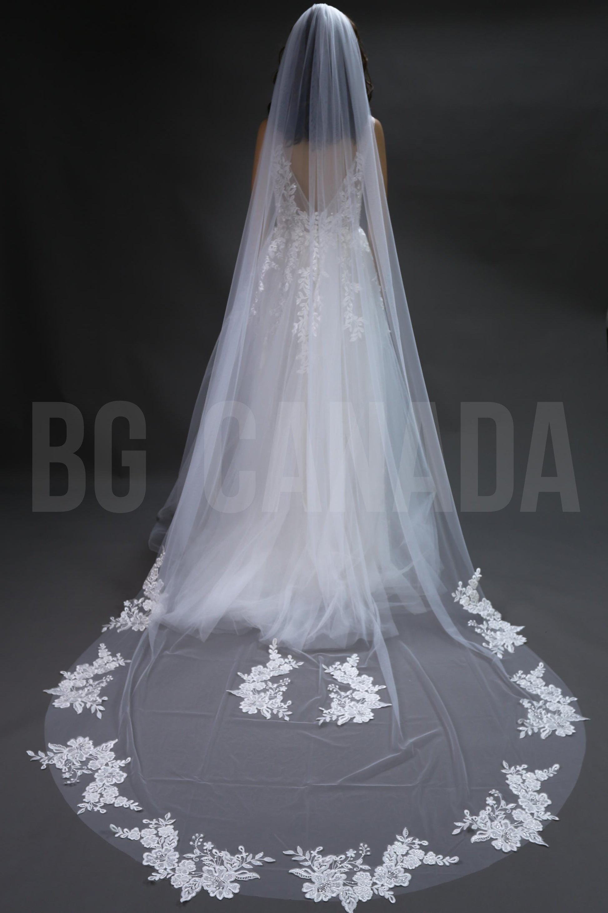 Cathedral Wedding Veil: Long Pearl & Lace Bridal Veil