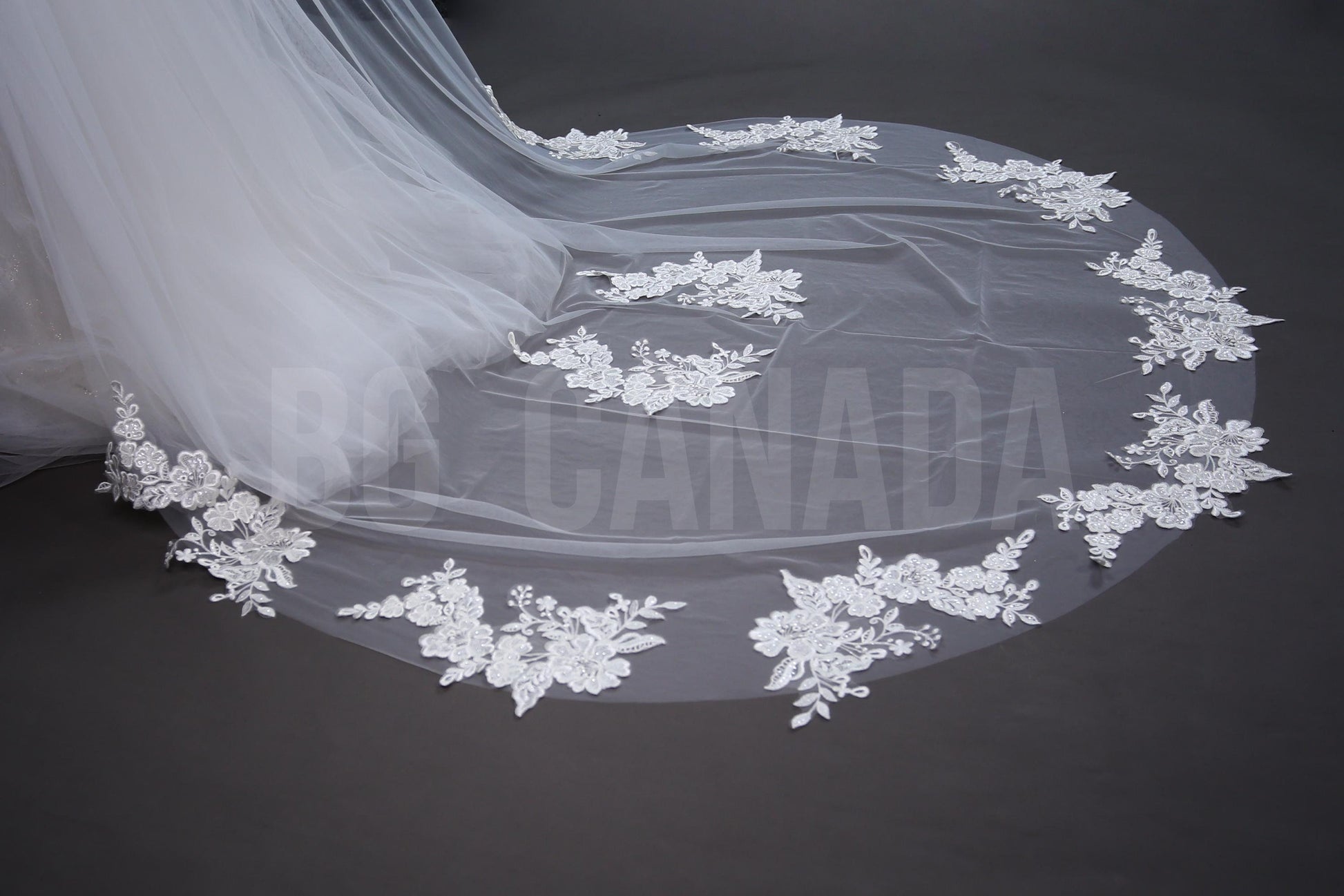 Cathedral Wedding Veil: Long Pearl & Lace Bridal Veil