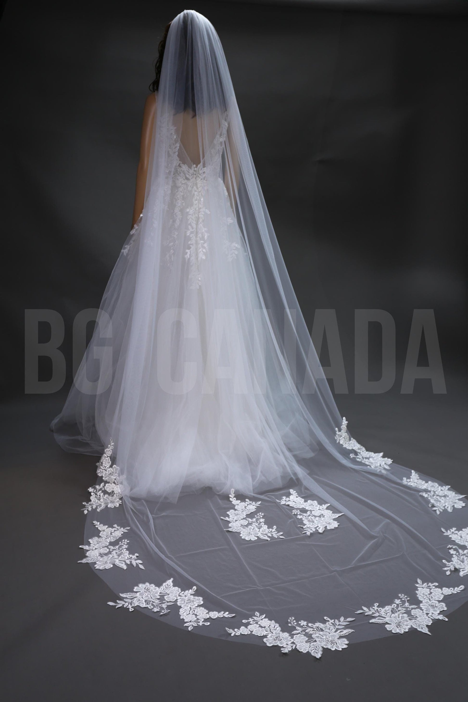 Cathedral Wedding Veil: Long Pearl & Lace Bridal Veil