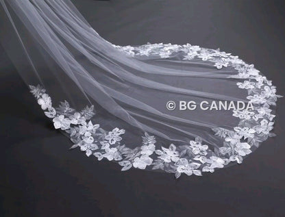 118inch veil floor length wedding veil floral edges veil Floral Lace Bridal Veil 300cm Elegant Wedding Veil