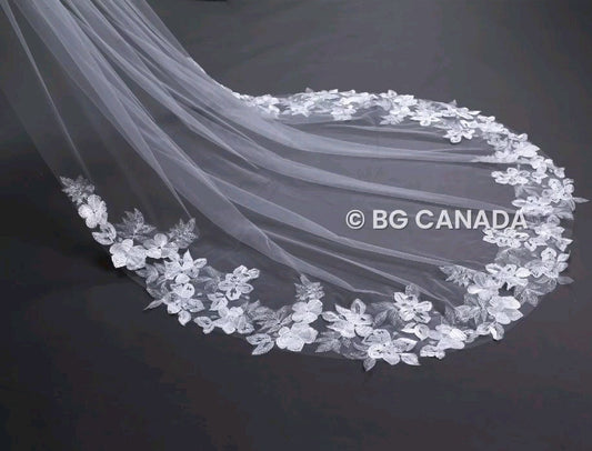 118inch veil floor length wedding veil floral edges veil Floral Lace Bridal Veil 300cm Elegant Wedding Veil