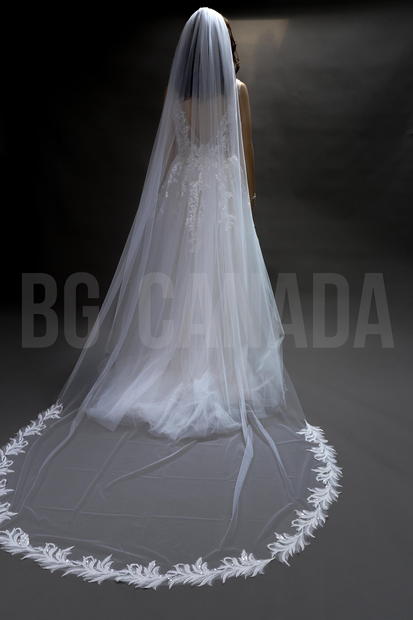 Cathedral Wedding Veil: Pearl Studded Floral Lace, 300cm