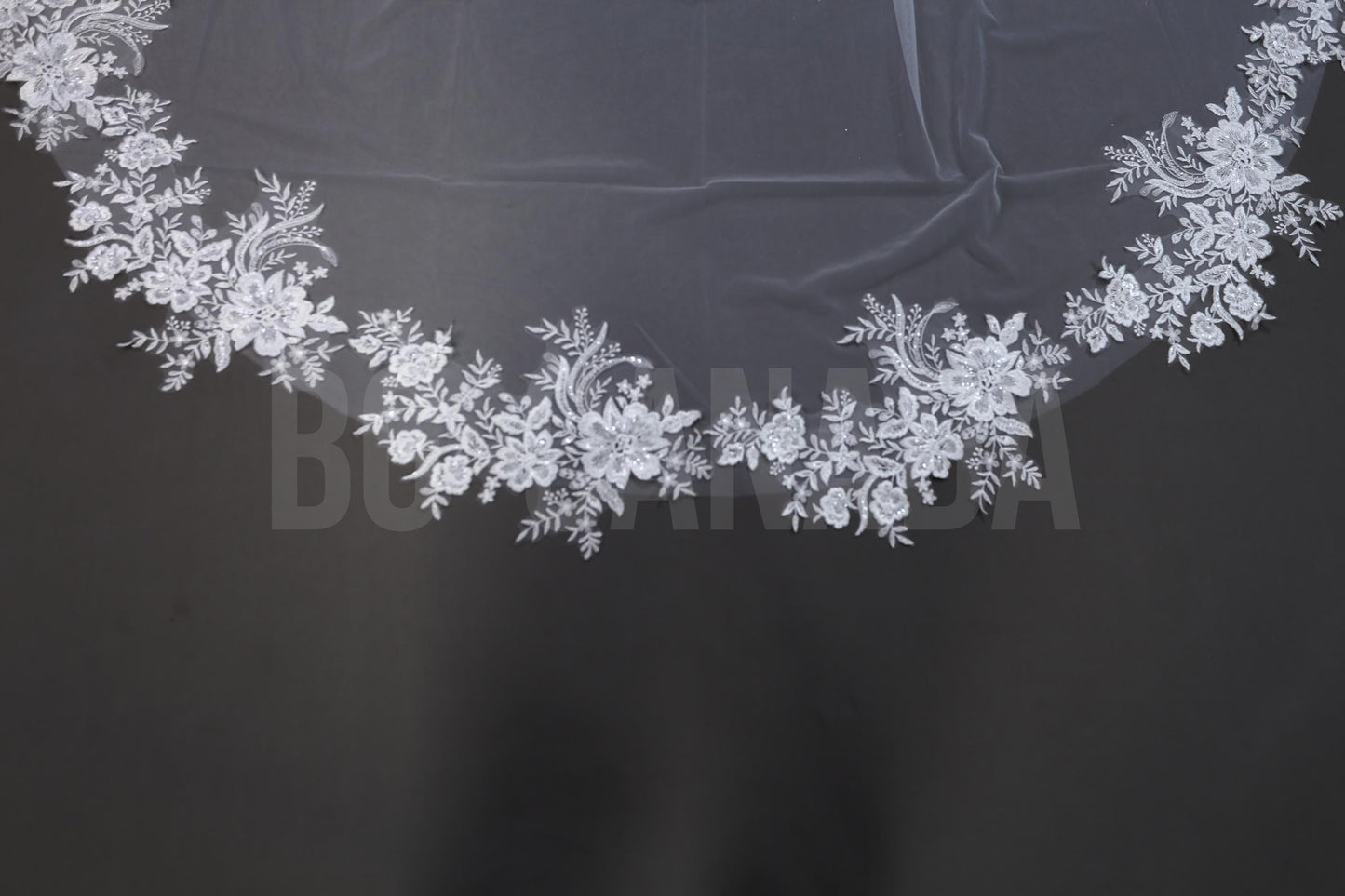 Floral Lace Cathedral Wedding Veil - 300cm Length