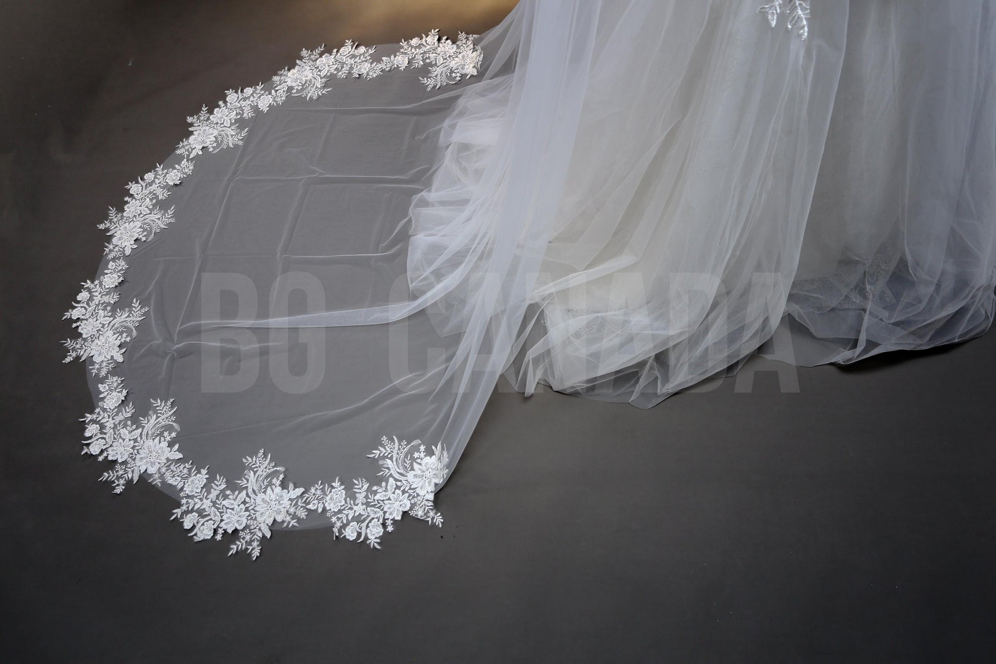 Floral Lace Cathedral Wedding Veil - 300cm Length