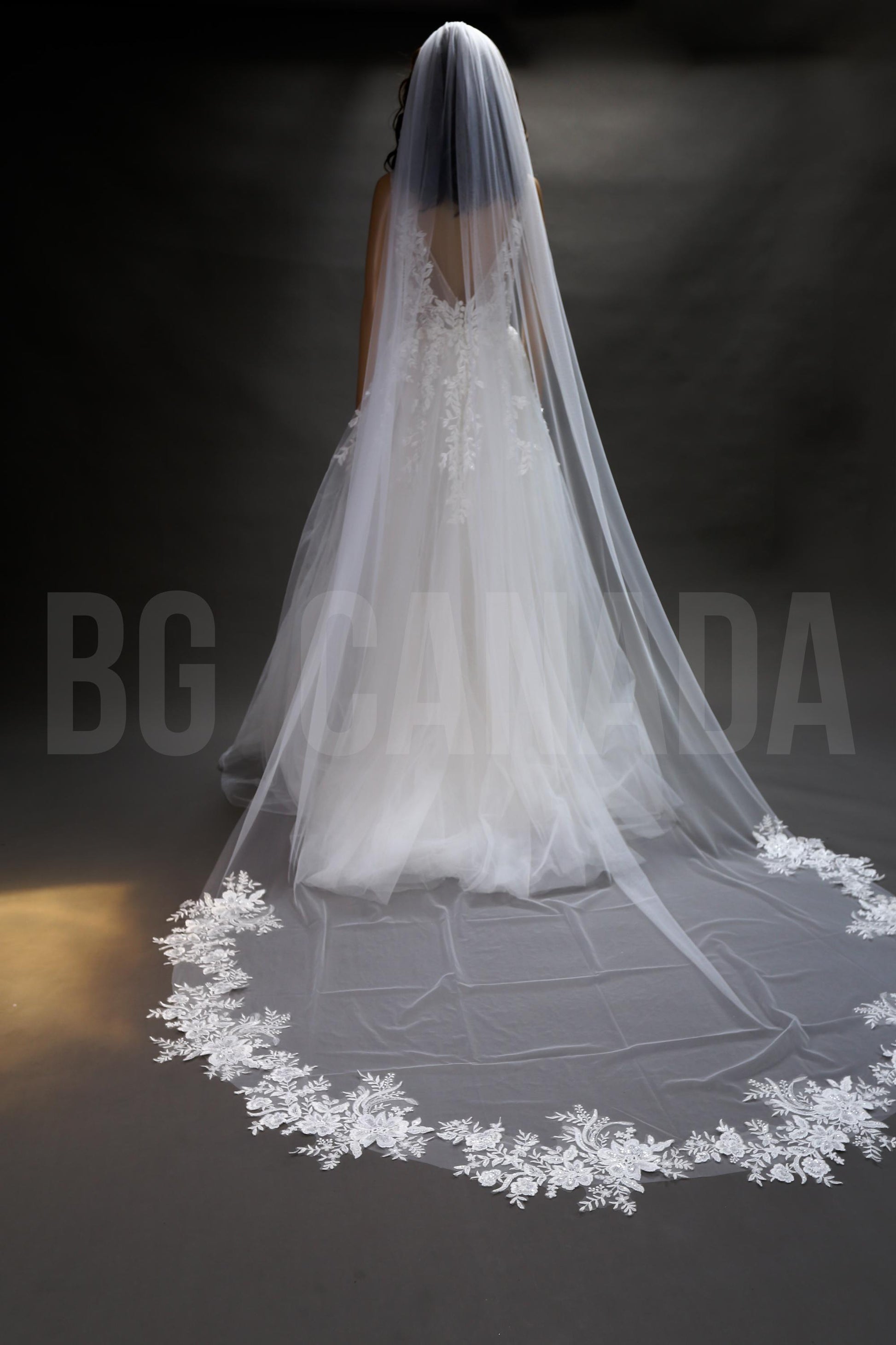 Floral Lace Cathedral Wedding Veil - 300cm Length