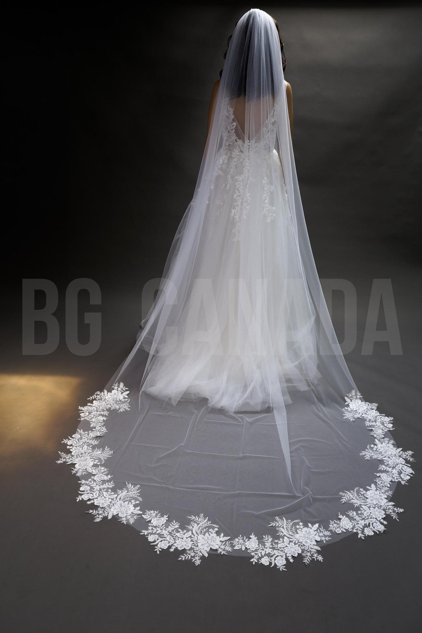 Floral Lace Cathedral Wedding Veil - 300cm Length