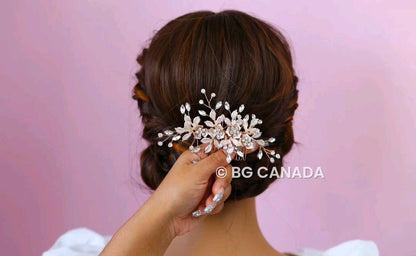 Floral Bridal Hair Comb bridal hair pin Gold Wedding Hair Accessory bridesmaids hairpins gift bridalparty hairpins