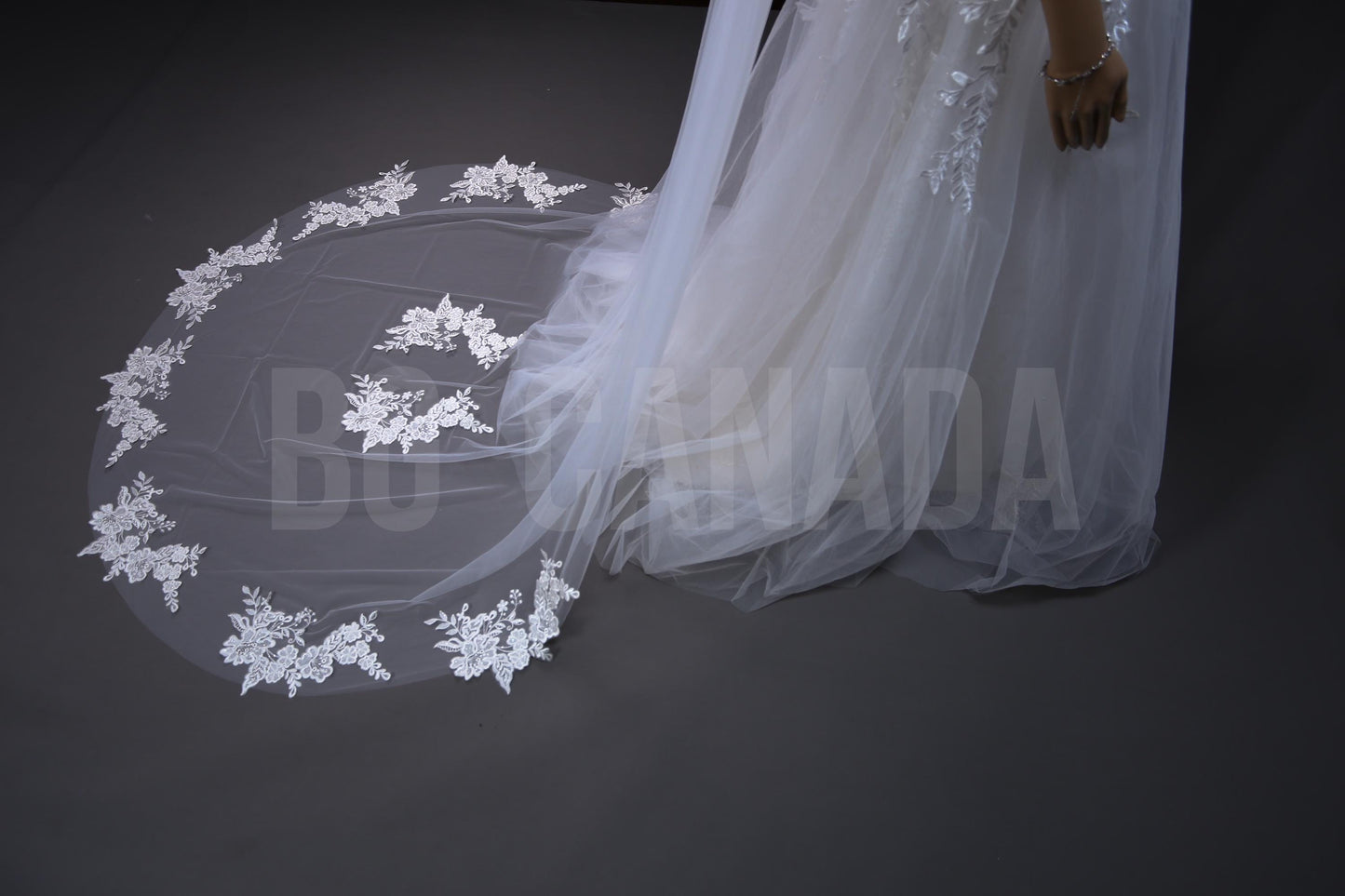 Cathedral Wedding Veil: Long Pearl & Lace Bridal Veil