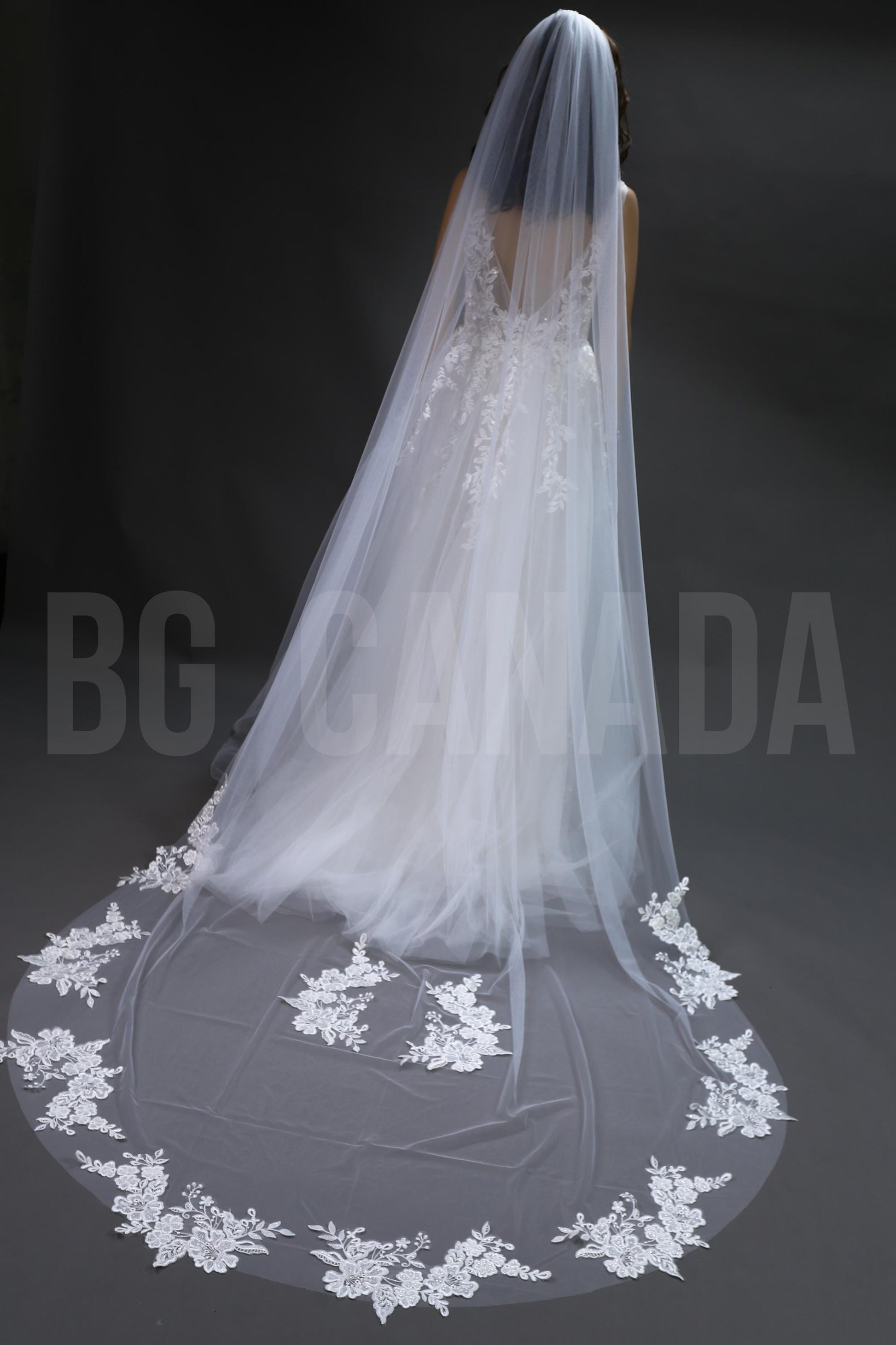 Cathedral Wedding Veil: Long Pearl & Lace Bridal Veil